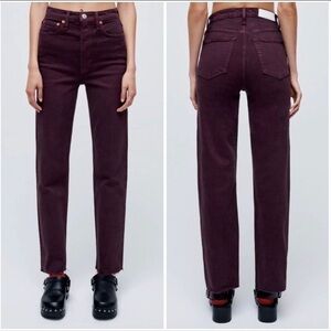 RE/DONE Ultra High Rise Stove Pipe Washed Plum 27